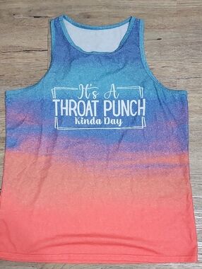 Source Unknown Ombre Blue to Coral Graphic Tank Top